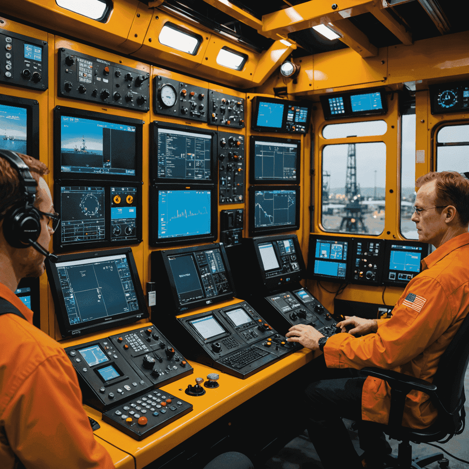 Advanced oil rig equipment with digital displays and control panels, showcasing cutting-edge technology in the oil and gas industry