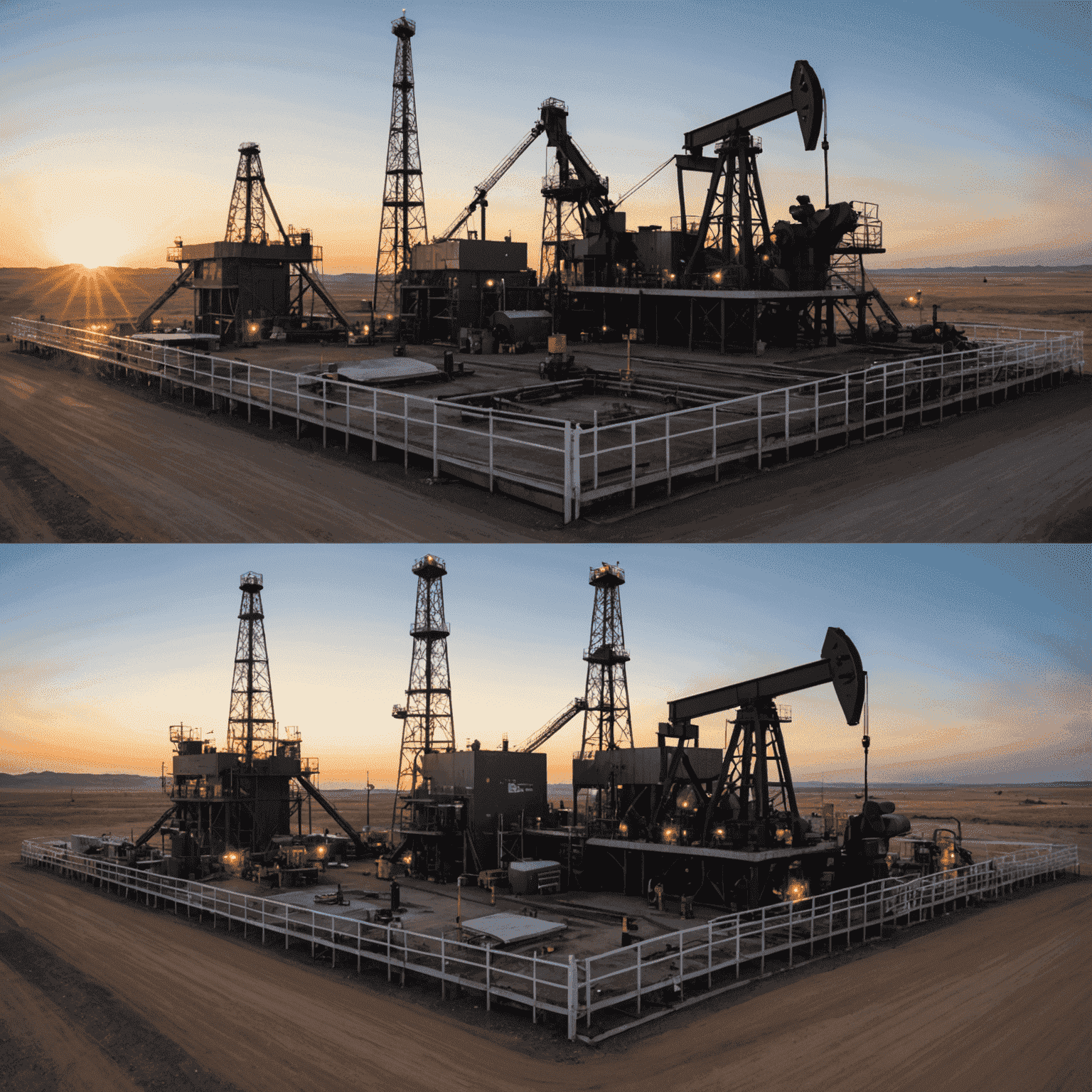 Before and after graphs showing significant production increase in a mature oil field after implementing optimization strategies