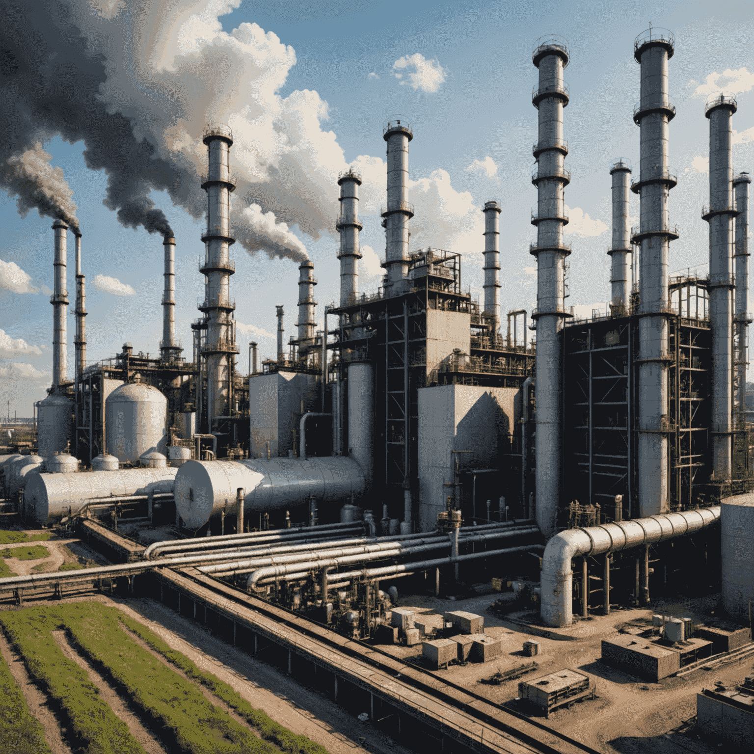 Oil refinery with environmental protection measures in place